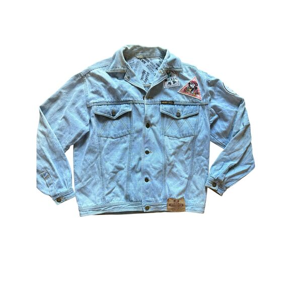 Rare Vintage 80s Mickey Jeans Walt Disney World Denim Jacket with Patches, L-XL - Picture 3 of 8